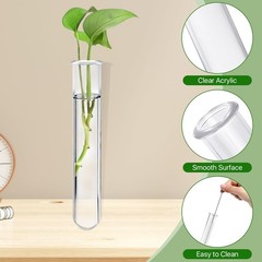 15Pcs 20ml Clear Plant Propagation Test Tubes w/ Brush Hydroponic Flower Decor