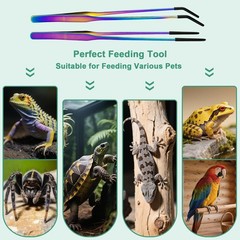Reptile Feeding Tongs, 10.6″ Straight & Curved (Multicolor)