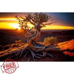 Desert Reptile Habitat Background 36x18in Dead Tree Sunset