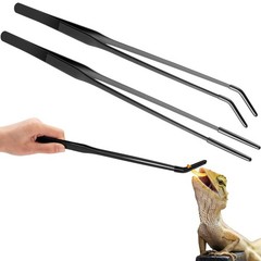 2 Pcs Extra Long Stainless Steel Reptile Feeding Tongs with Rubber Tip 15 Inc…