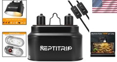 Dual Reptile Light Fixture with Independent Switches, Max 160W – Black Design