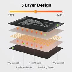 BN-LINK Durable Reptile Heating Pad 6″ X 8″ with Digital Thermostat Under Tank H