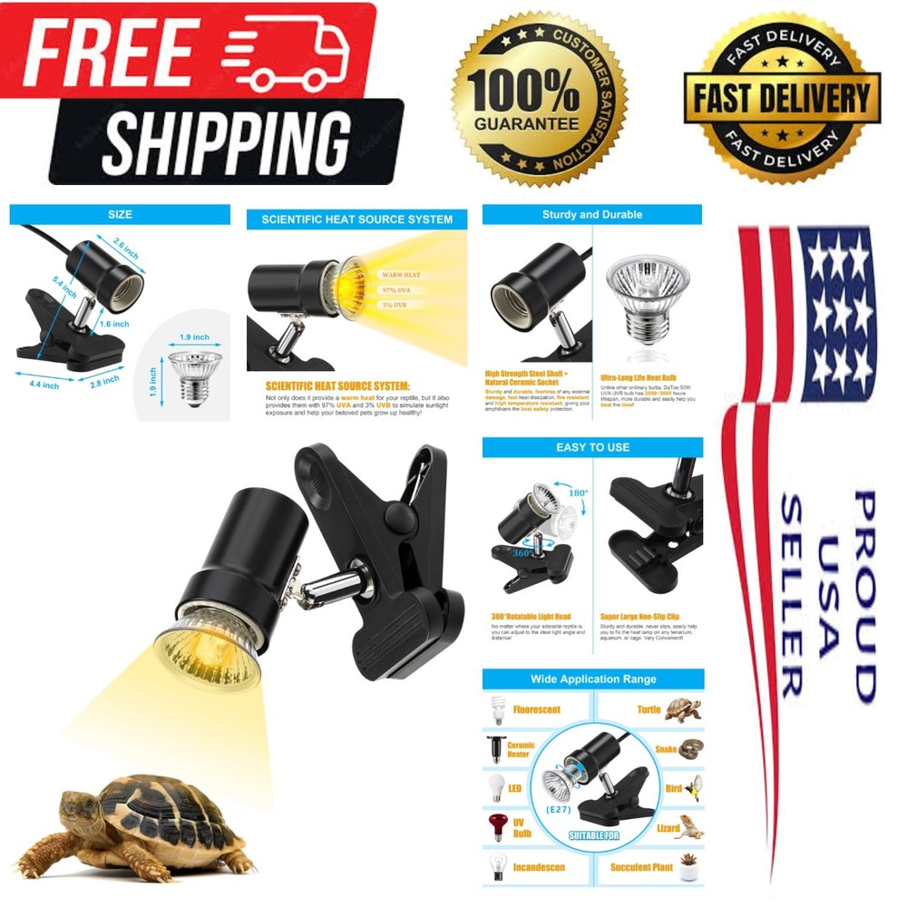Durable 50W Turtle Heat Lamp – Adjustable UVA UVB Bulb for Reptiles & Amphibians