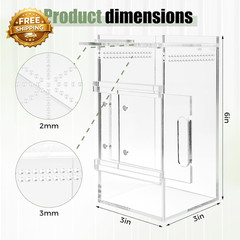 Pre-Assembled Jumping Spider Enclosure 3X3X6 Inch Acrylic Spider Cage Insect Ter