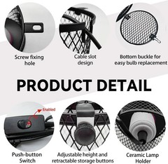 2 PCS Retractable Reptile Heat Lamp Guard,Reptile Anti-Scald Mesh Cage Guard …