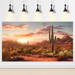 Desert Reptile Tank Backdrop Sunset Desert Landscape Saguaro Cactus Gobi Plan…