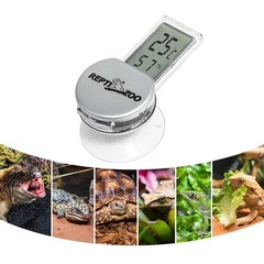 REPTI ZOO Reptile Thermometer Hygrometer with Suction Cup, Digital Grey