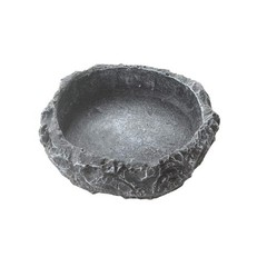 2 Pack Reptile Water Dish Food Bowl Rock Worm Feeder for Leopard zzzz-s, grey