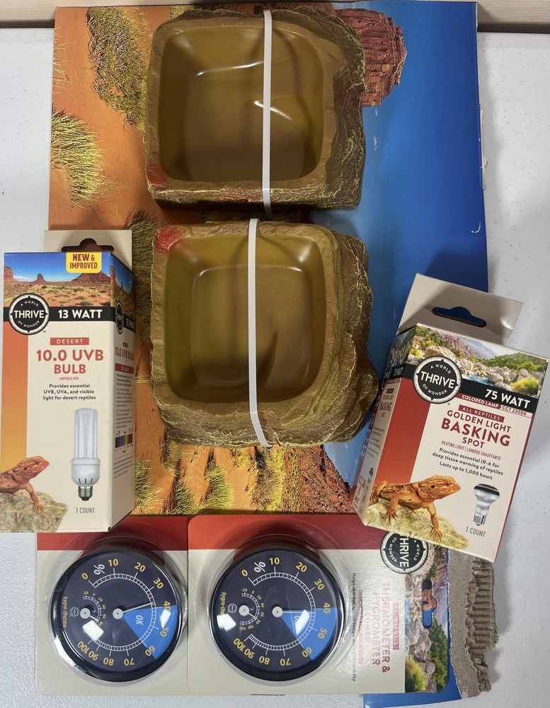 🍀 Thrive Reptile Starter Kit Bulb, Basking Spot Light & Thermometer/Hygrometer