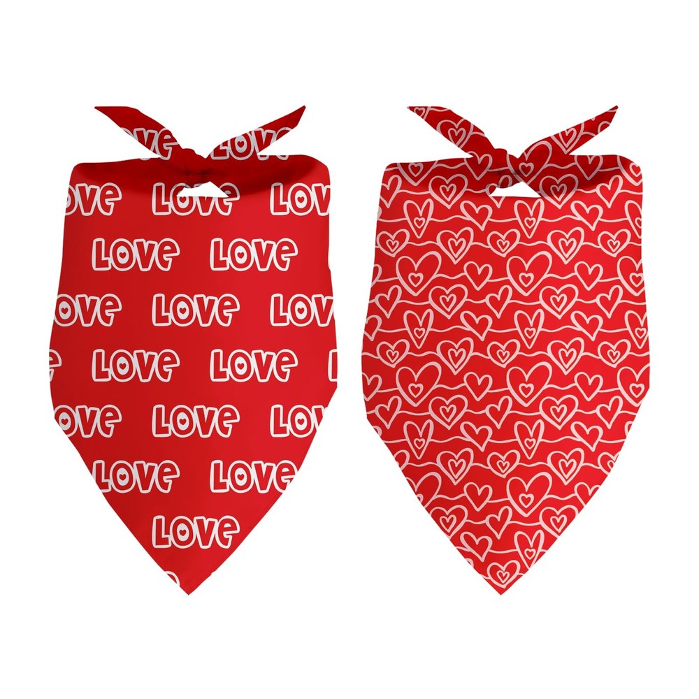 Mother’s Day Valentine’s Day Love Dog Bandana 2 Pack Dog Birthday Bandana Mot…