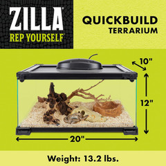Quickbuild Reptile 10 Gallon Glass Terrarium Habitat with Bedding Tray for Gecko