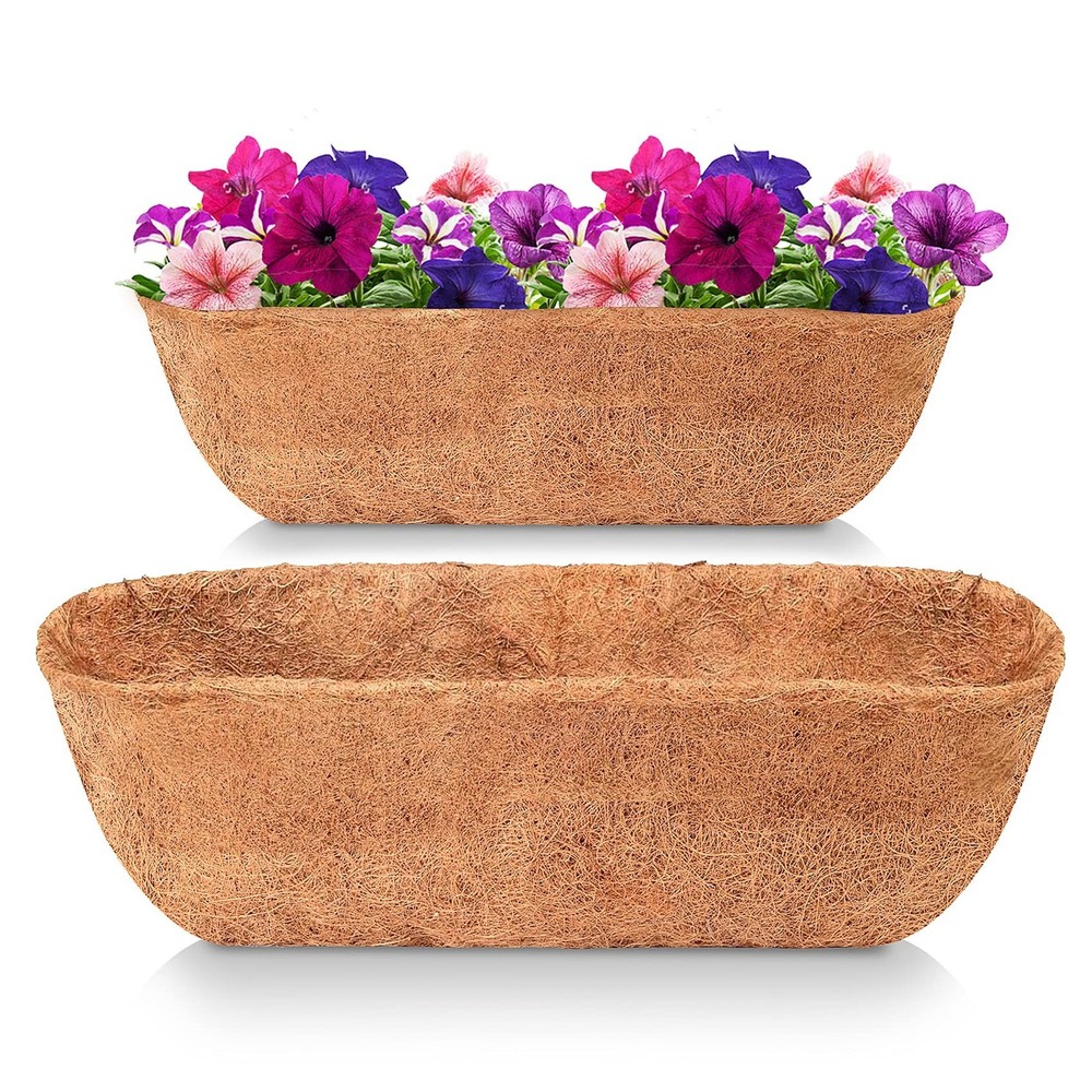 LAVEVE 30 Inches Trough Coco Liner Replacement for Plant Hanging Basket, 2 Pc…