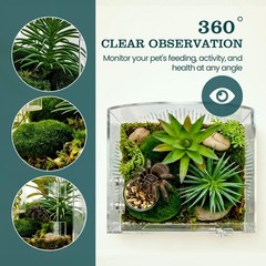 Clear Acrylic Spider Enclosure Kit – Ventilated Habitat for Jumping Spiders, Tar