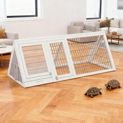 Tortoise Enclosure,Wooden Tortoise Hide House with Ventilated Fence