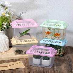 12 Pcs 7″×4.3″x4.3″ Plastic Reptile Terrariums Carrier Cage Snake Breeding Bo…