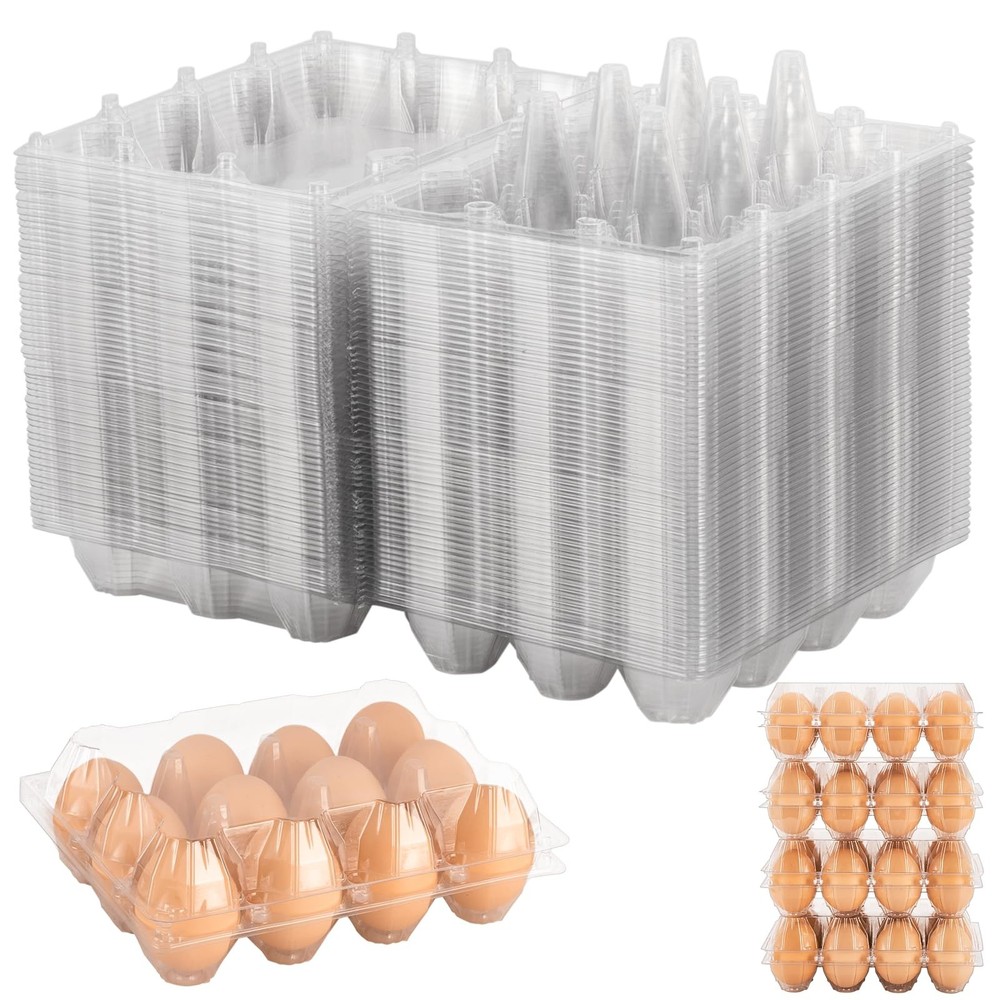 60 Pack Clear Plastic Egg Cartons, Reusable Stackable Egg Containers for Farm…
