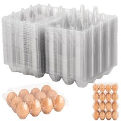 60 Pack Clear Plastic Egg Cartons, Reusable Stackable Egg Containers for Farm…