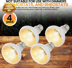 (4-Pack 100W Reptile Heat Lamp Bulbs Daylight Basking Light Bulbs for Reptiles