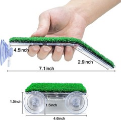 Medium Turtle Basking Platform with Grass Surface & Suction Cups for Reptiles