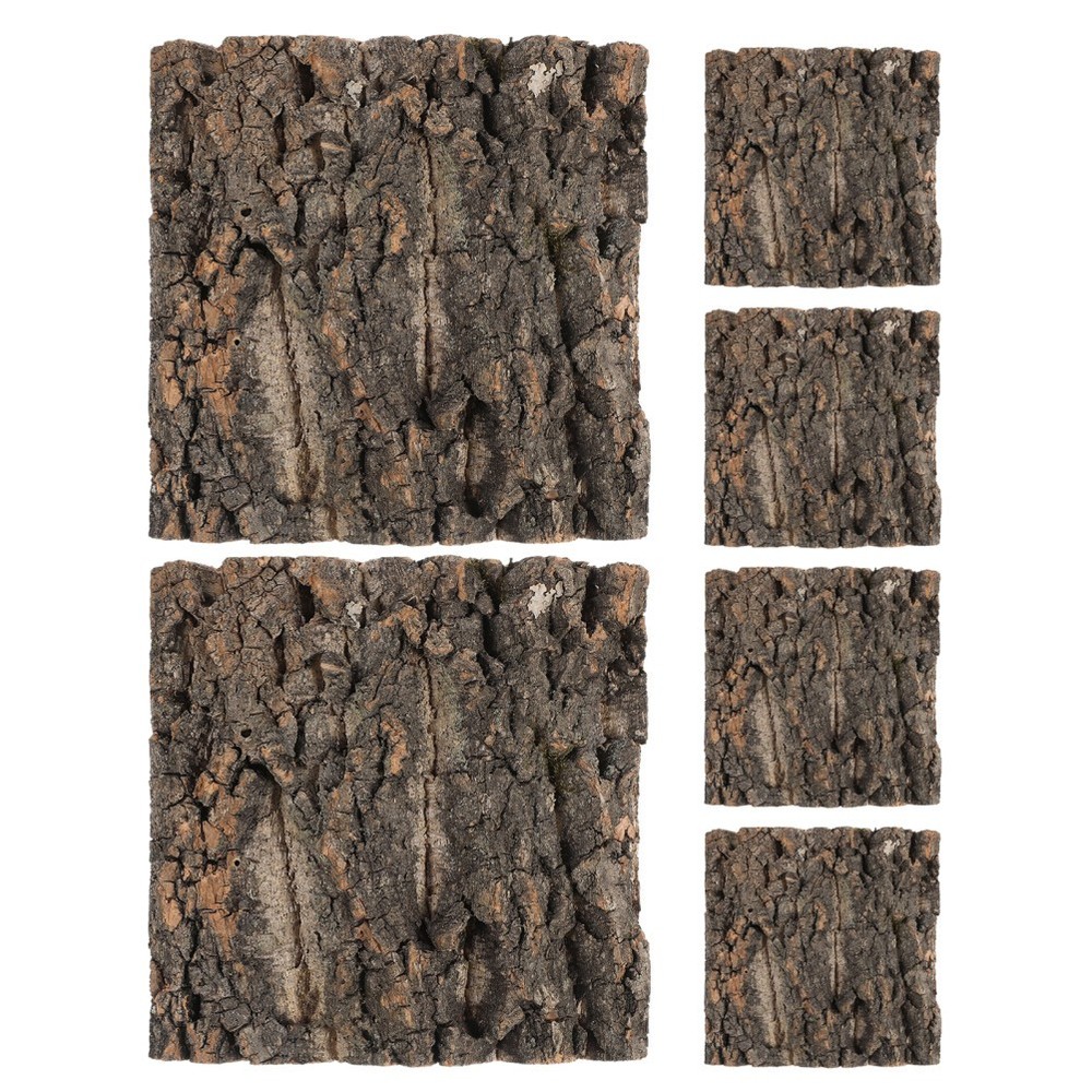 6Pcs Reusable Natural Cork Bark Panels Reptile Tank Background Coffee Color