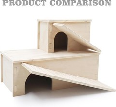 Bearded Dragon Hide Cave Wooden Lizard Hideout W/ Climbing Ramp Reptile Habitat
