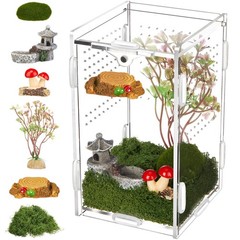 Jumping Spider Enclosure Habitat Mini Figurine Set Acrylic Terrarium House