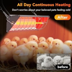 Large 300W Heat Lamp for Chickens – Adjustable Carbon Fiber Brooder Heater, 2 Te