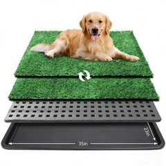 Dog Grass Pad with Tray,35x23in Dogs Potty Tray with 2-Pack Upgraded Artifici…