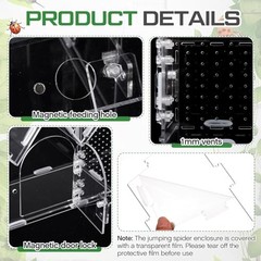 Weysat Jumping Spider Enclosure 9.5×3.9×6.7 Acrylic Tarantula Terrarium Habitat