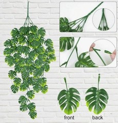 3 pack Reptile Terrarium Decorations, Artificial Hanging Plant with Suction Cups