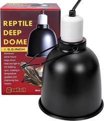 5.5 Inch Reptile Deep Dome Light Fixture – UVB Heat Lamp Holder with Ceramic Soc