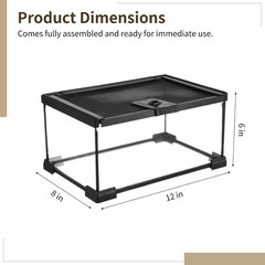 Mini Reptile Glass Terrarium 12″X8″X6″, Full View Rainforest Vivarium Tank, Stac