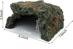 JIHAQUA Reptile Rock Hide Cave, Aquarium Habitat Decor Rock Tortoise Hideout for
