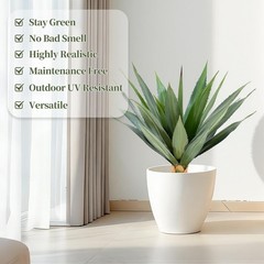2.6FT Artificial Spiked Agave Plants Tall,32″Fake Silk UV Resistant Plants wi…