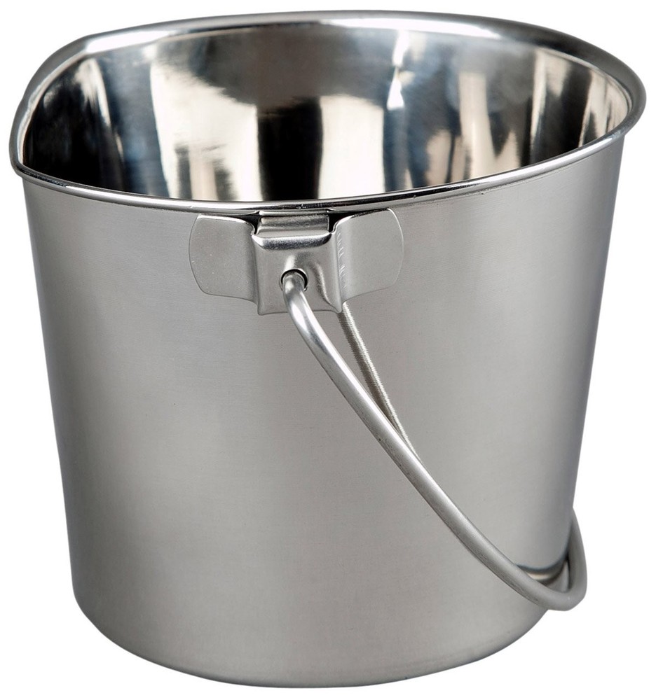 9 Quart Heavy Duty Stainless Steel Flat Side Bucket | Durable Food & Water Pa…