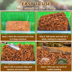 2 Pack Coconut Chip Substrate Reptile Bedding Natural Coco Husk for Snake Gecko