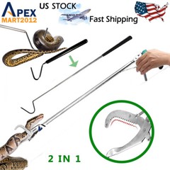 47″ Heavy Duty Snake Tongs Hook Reptile Grabber Catcher Wide Jaw Handling Tool