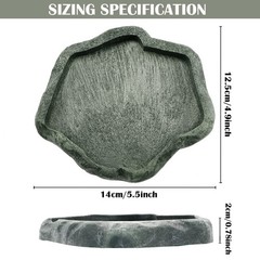 Reptile Water Dish Bowl Resin Rock Reptile Food and Water Feeder Pet Aquarium…