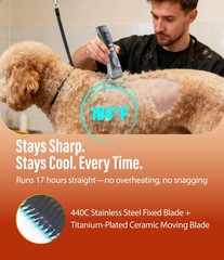 Professional Dog Grooming Clippers with 17H Runtime & Replaceable 440C Blade,…