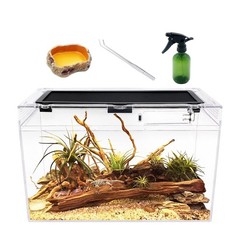 Reptile Terrarium,16″ x 8″x 10″ Reptile Tank with Full View Visually Appealin…