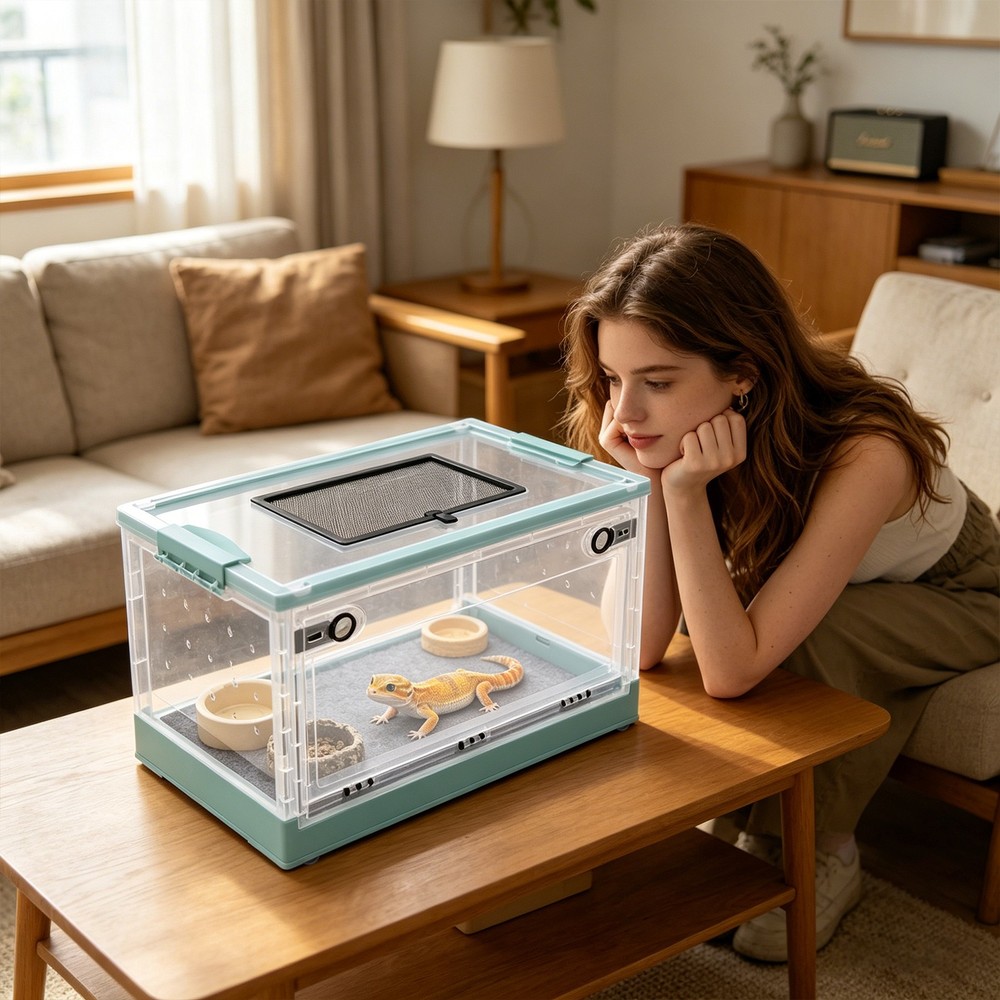 Foldable Reptile Terrarium, Snake Reptile Tank, Reptile Tank with Full View