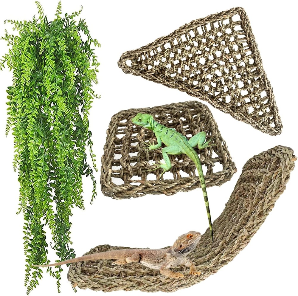 Reptile Hammock,Large Lizard Lounger,Bearded Dragon Tank Accessories Natural Sea