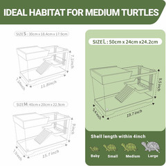 Aquatic Turtle Tank+Lamp+Filter Kit, Upgrade PC Turtle Tank Kit with Adjustable