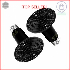 HealSmart Reptile Heat Lamp 100W 2-Pack Ceramic Heat Emitter, No Light Emitting