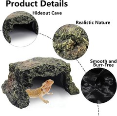 Reptile Hideout Rock Tortoise Hide Cave Resin Rock Lizard Hideaway Quality Resin