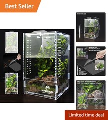 Multi-Species Acrylic Terrarium – Spider, Snail & Frog Home, 160 Cubic Inches