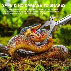 60″ Snake Tongs Collapsible Grabber, Professional Reptile Snake Catcher Wide …