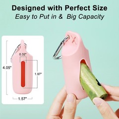 Dog Poop Bag Dispenser for Leash, 2 Pack Silicone Doggie Poop Bag Holder with…