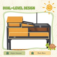 Tortoise Habitat with Adjustable Lamp Holder, Storage Shelf, Yellow