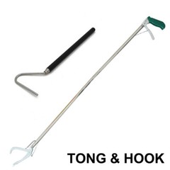 47” Heavy Duty Snake Tongs & Hook Grabber Stick Reptile With Self-Lock Wide Jaw